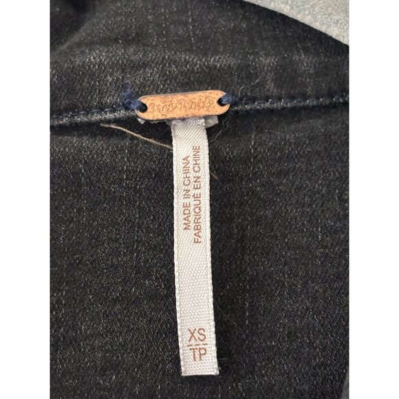 Free People Bo Denim Shirt Dress Midnight Black Button Down Long Sleeve - Picture 7 of 13